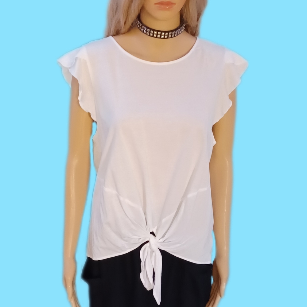 NEW! Ann Taylor loft flutter sleeve L tie knot top